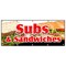 Signmission SUBS & SANDWICHES BANNER SIGN hero hoagie huge homemade grinders drinks B-120 Subs & Sandwiches - alternate 1